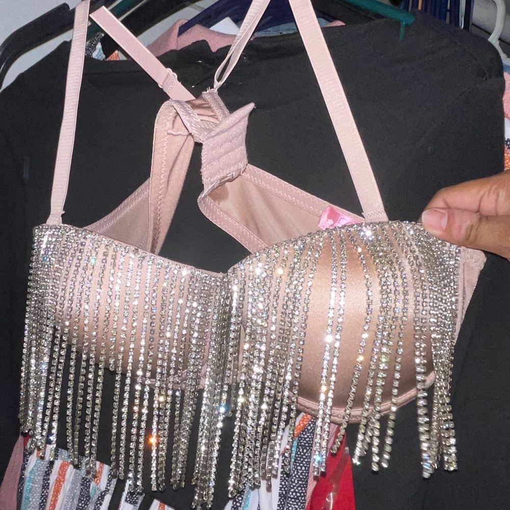 Pink Embellished Bustier Crop Top